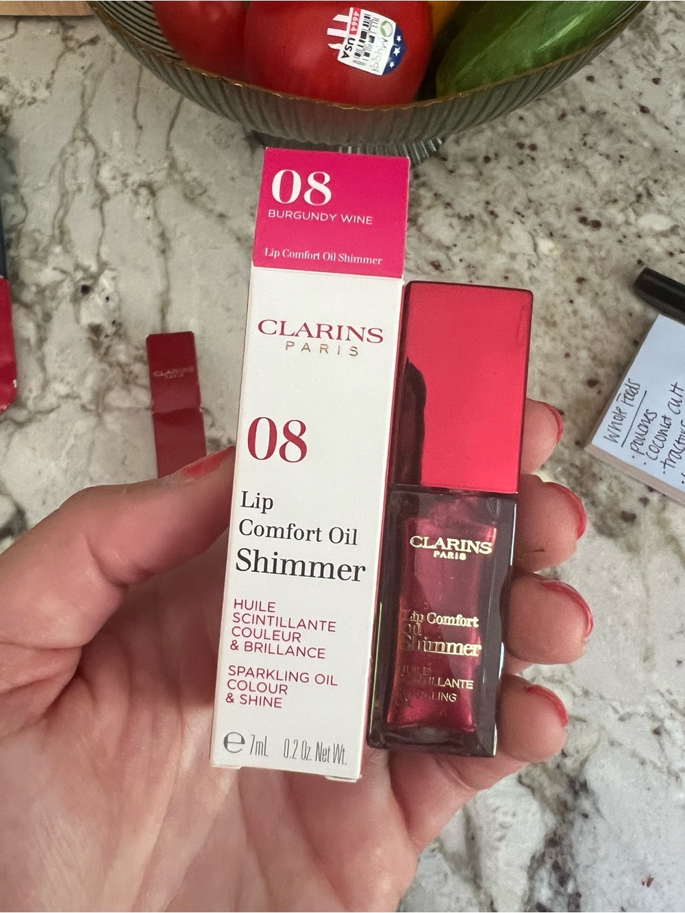 Clarins Lip Comfort Oil Shimmer 08 Burgundy Wine - Deep Red Shimmer